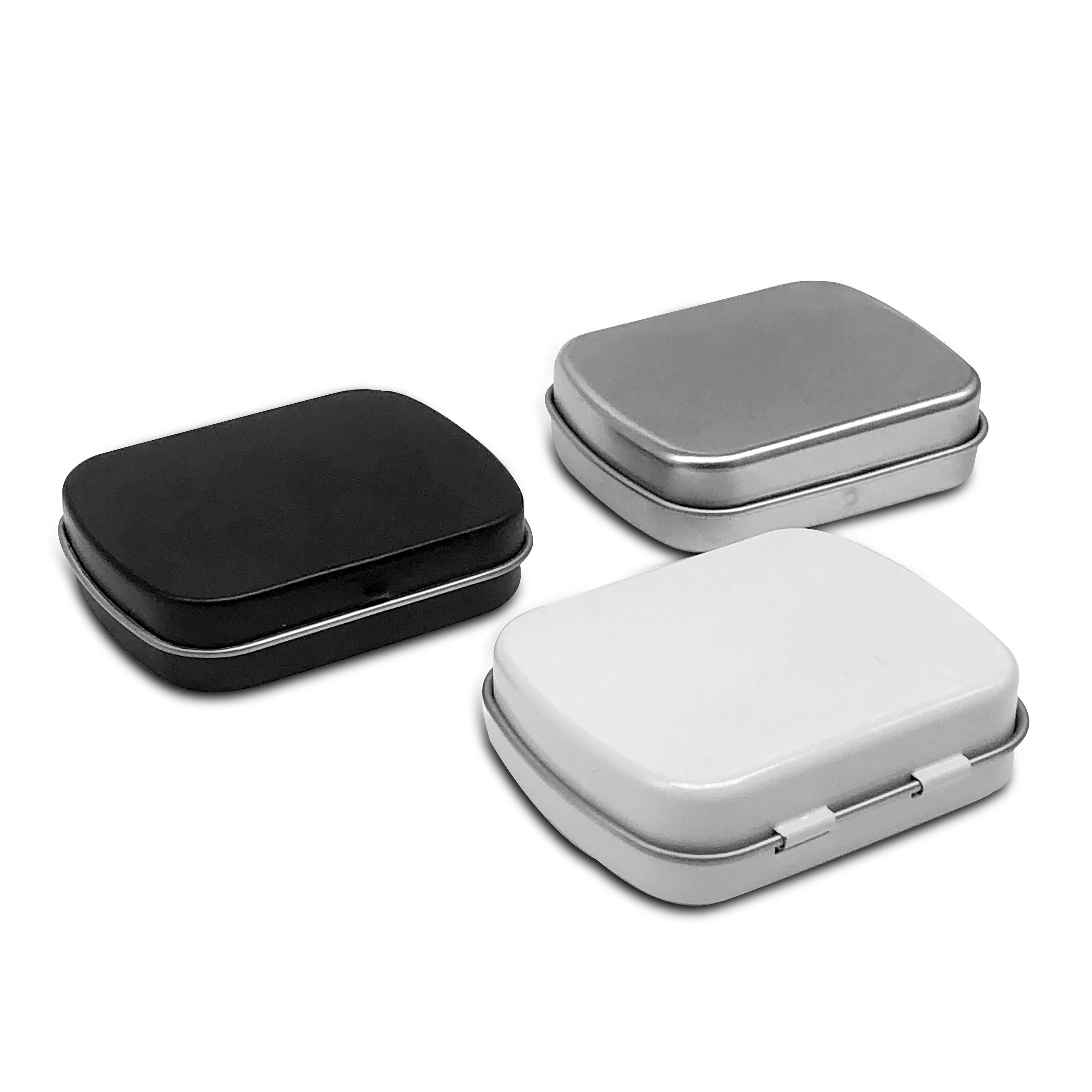 Custom Designed Black Metal Tin Box Gift Packaging With Hinged Lid Tin Boxes For Candy