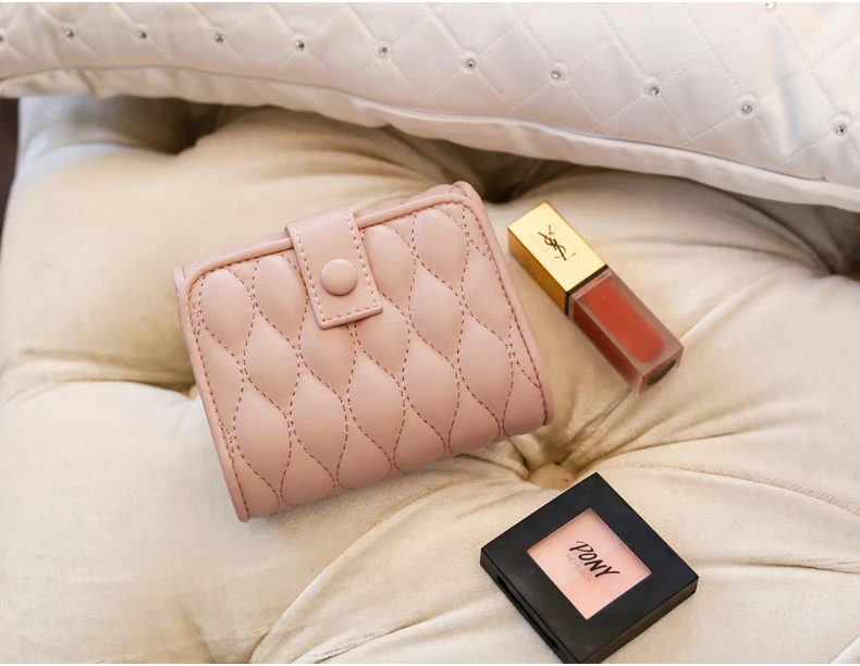 Luxury leather cosmetic makeup bag lipstick case with mirror