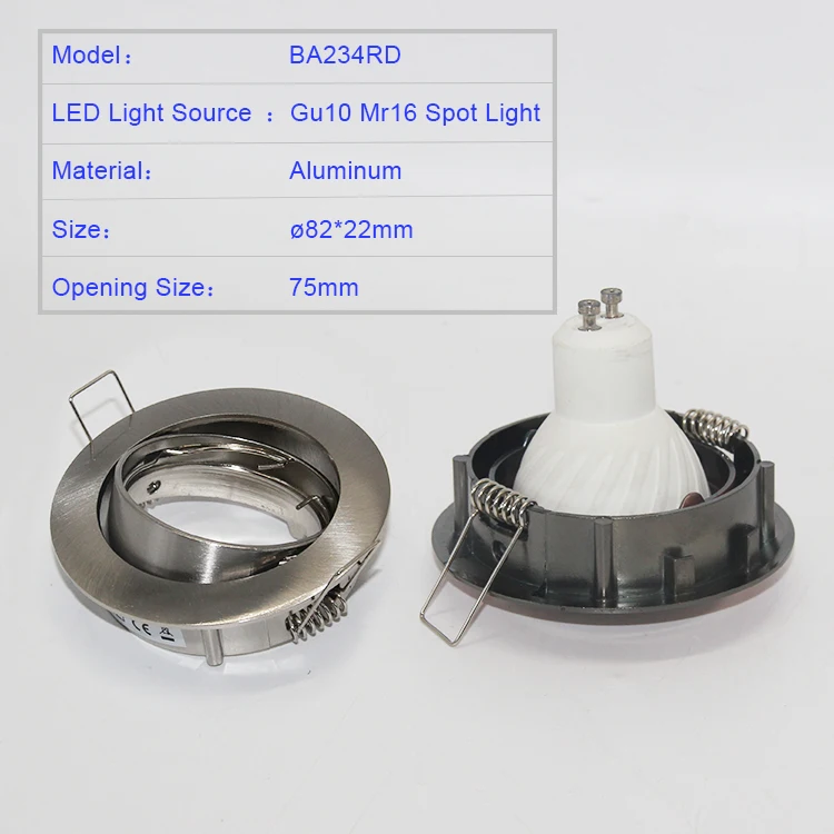 Aluminum GU10 zinc MR16 lamp holder G5.3 down light steel movable LED spot light frame white black spotlight housing