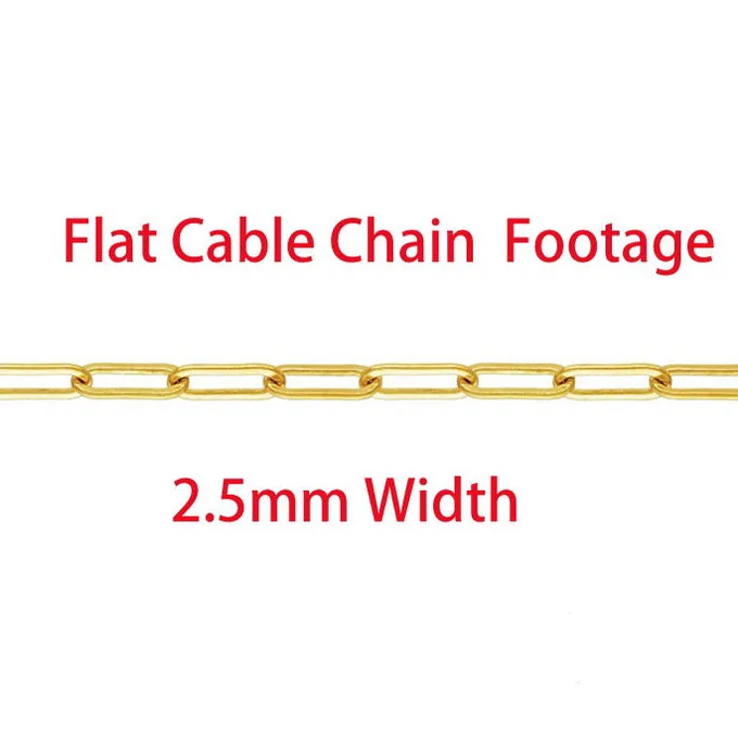 
GFR031 14K Gold Filled Flat Cable Chain Footage 2.5mm Width Elongated Extender Chains 