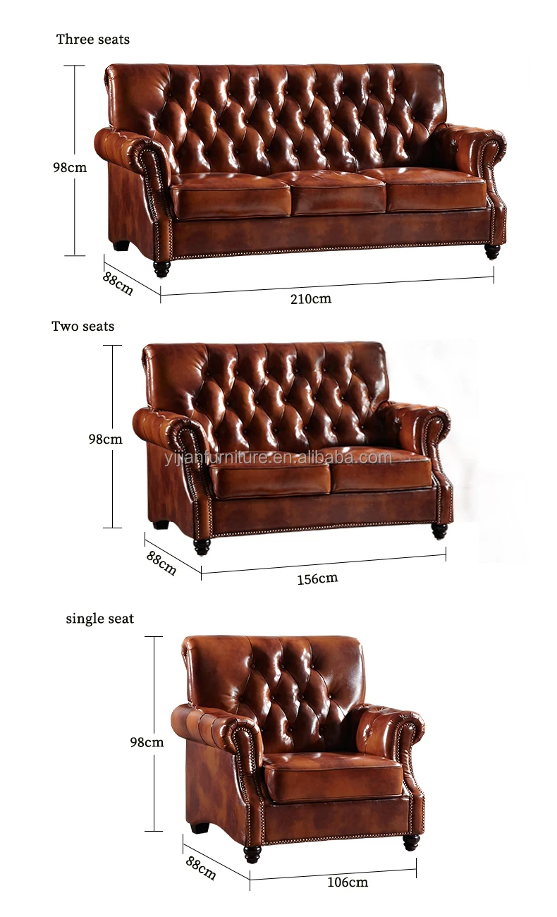 Classic Royal Living Room Luxury Guangzhou Furniture Modern 3 Seats Leather Chesterfield Sofa red wine