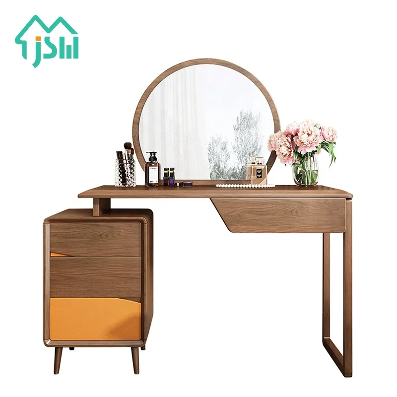 Round Mirrored Storage Master Bedroom Furniture Dressing Table Designs Modern