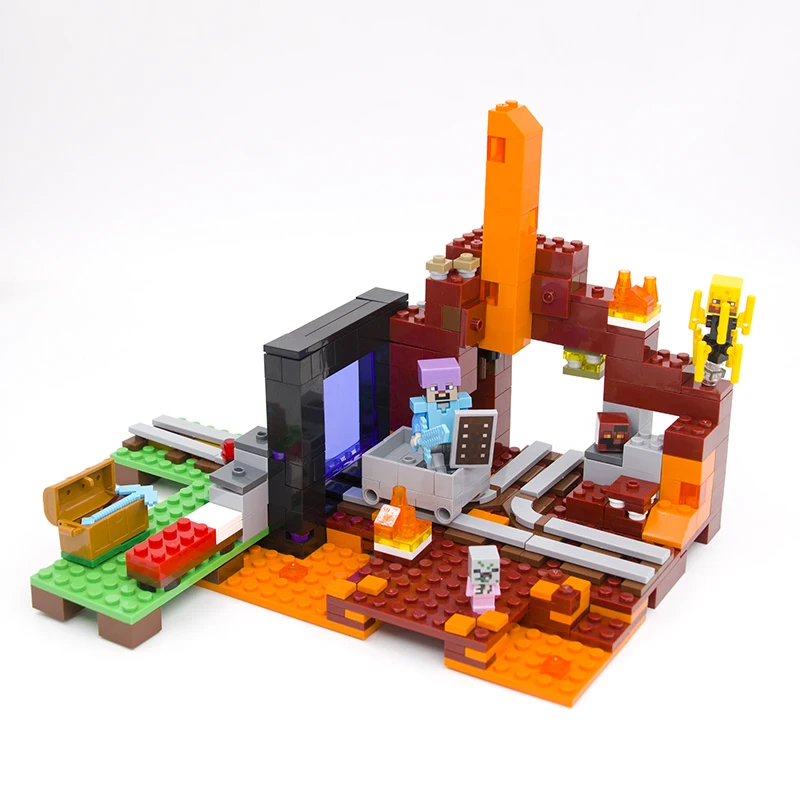 Hot Sales 411Pcs My World Compatible The Nether Portal Building Blocks Mini Figure Toys