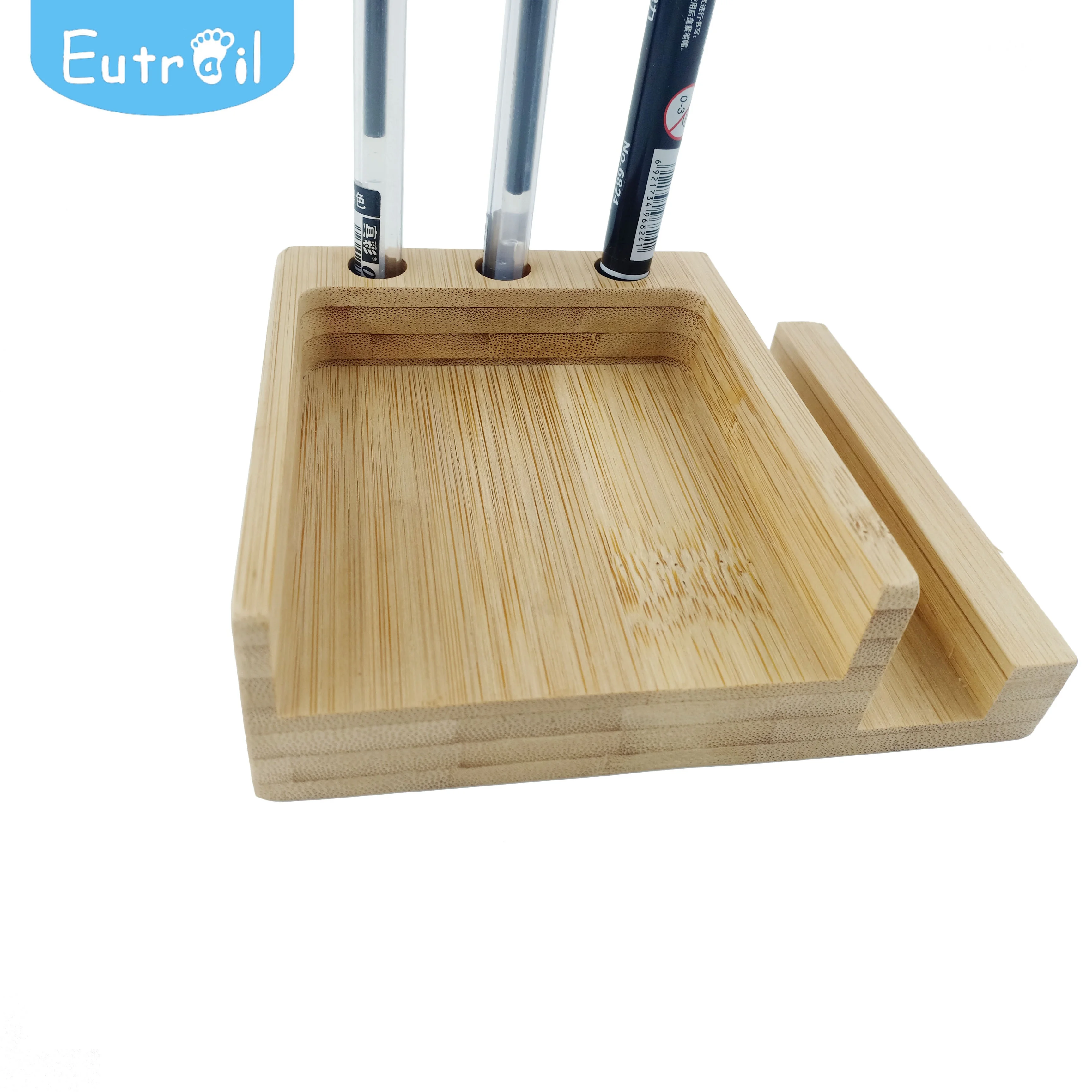 High Quality 3 in 1 Multifunction Bamboo Stands for Pen Phone and Sticky Note