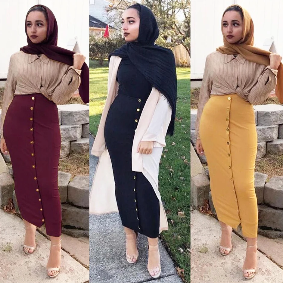 Custom Black Skirts Long Muslim Long Skirt