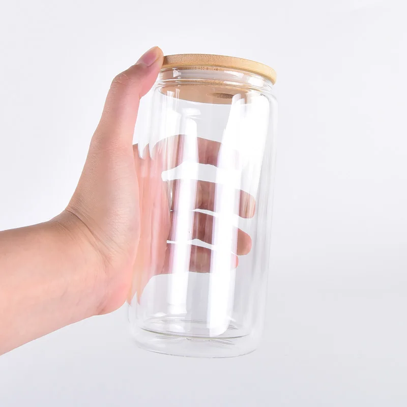 Tumbler, 16oz (450ml) Highball Glass Cups Custom CLASSIC Party Glass Coffee Mug Round Double Wall Insulated  Glass Tumbler