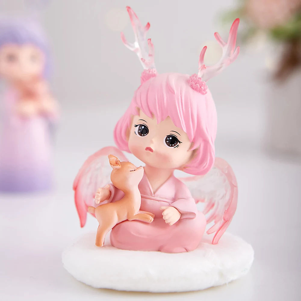 Cute Angel Figurines Resin Girl Statue Mini Garden Accessories Christmas Decorations Modern Home Decor Kids Bedroom Decor