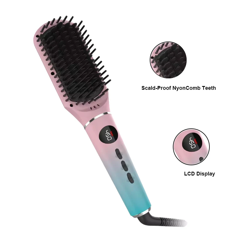 Popular Electric Straighten Hair Brush Professional Curler Straightener Comb Styler Fast Heating Ceramic Hair Straightener