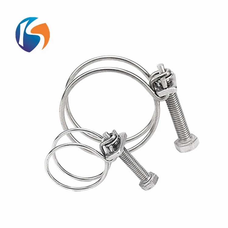 Galvanized iron custom size adjustable double wire hose clamp