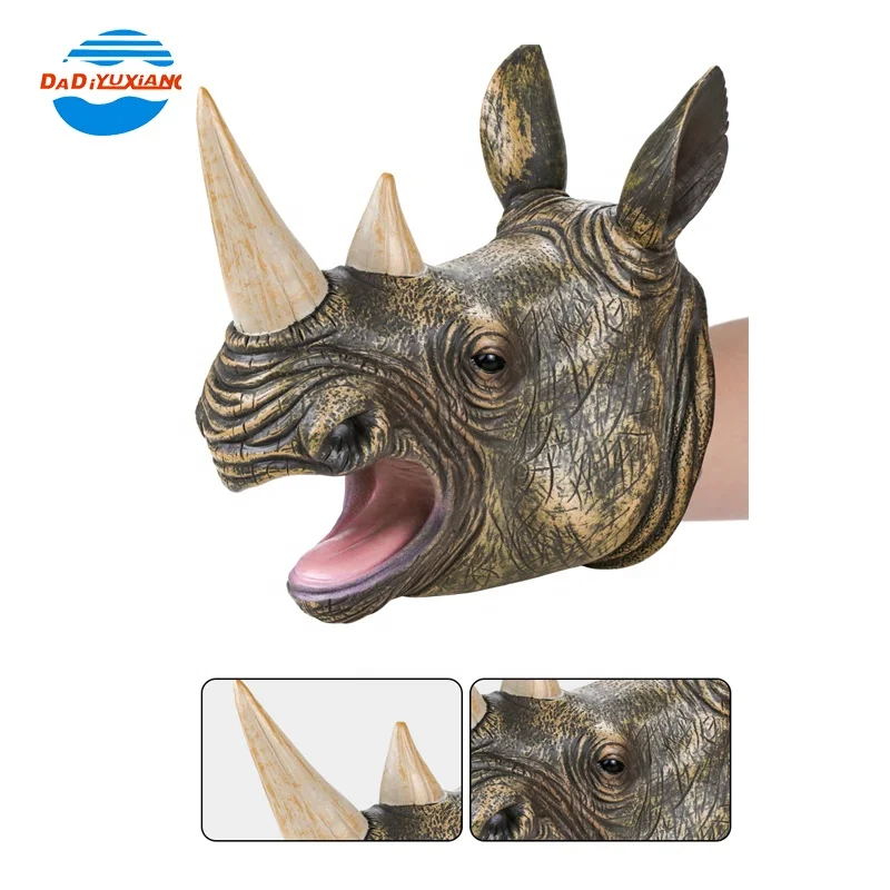 High Quality Realistic Rubber Hand Puppet Dinosaur Animal Hand Puppet Toy