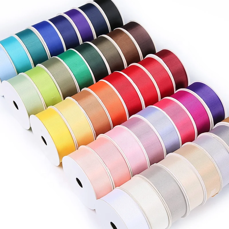 Factory OEM polyester cut edge 38 mm ribbon materials printed grosgrain ribbon for custom gift ribbon