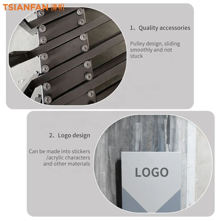 China manufacturer tile holder garden floor stone display rack plated steel tiles horizontal pull slab push tile display rack