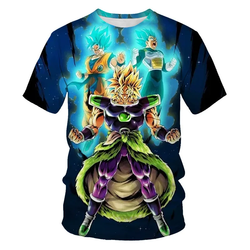 Dragon Z Ball  Cartoon Anime Top for Boys Quick Drying Cotton T-Shirt with O-Neck Collar Casual Summer Short Sleeved Design