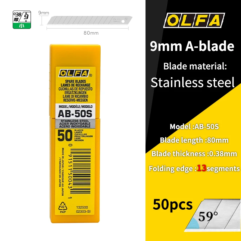 OLFA AB-50S Fits most 9mm Stainless Steel Snap Blades Resists rust and corrosion