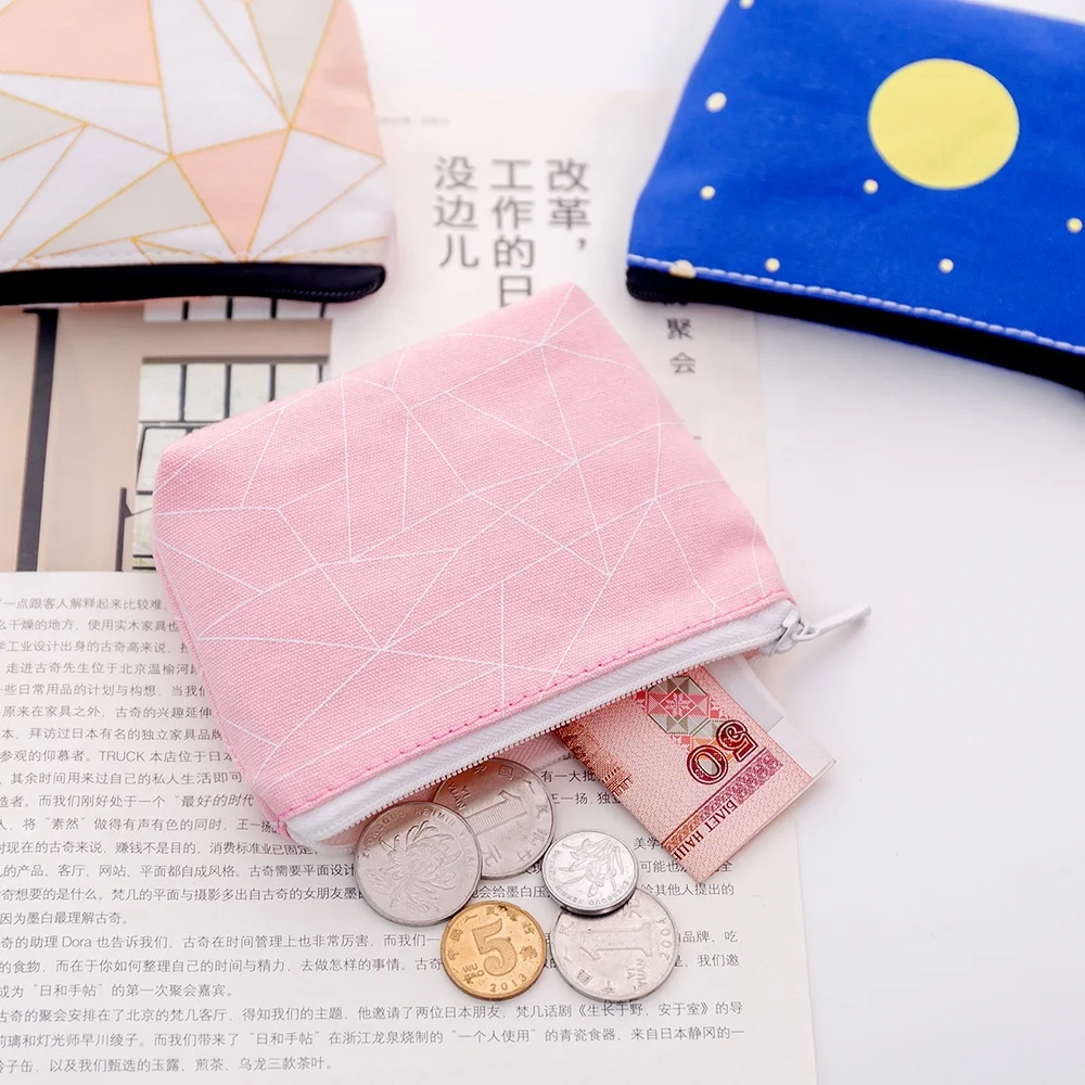 Custom Canvas Fabric Small Coin Purse For Women Cute Printed Mini Change Wallet Key Money Bag Wholesale