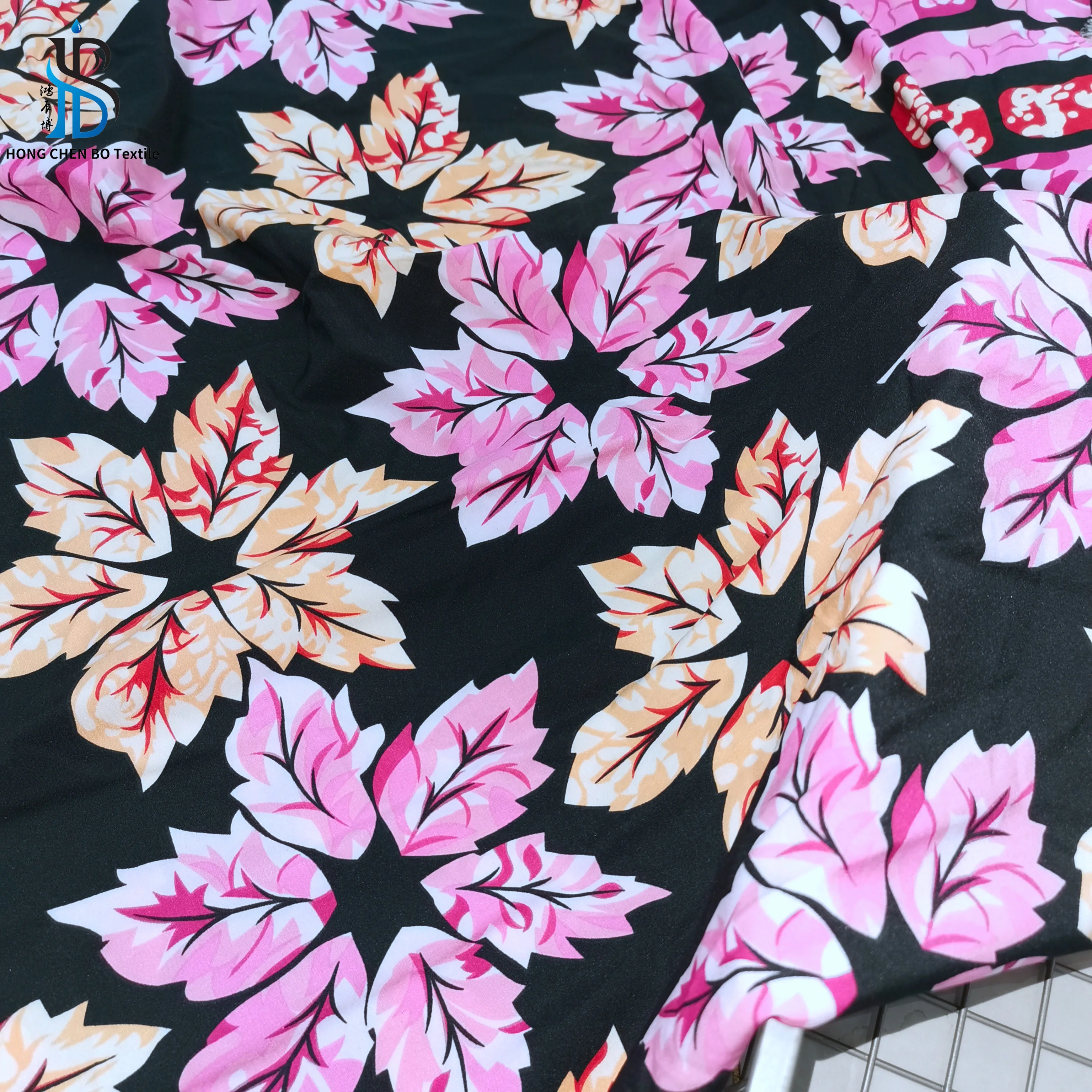 Factory direct price woven custom stretch print polyester fabric for clothing and skirt