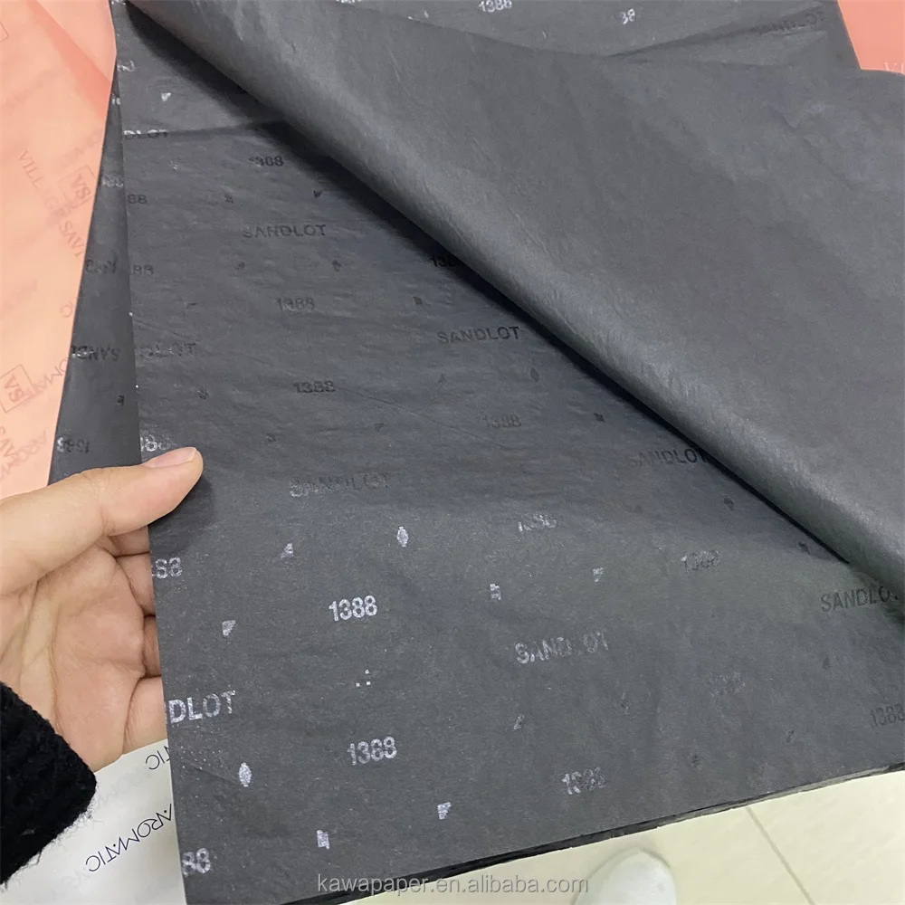 Custom Logo Luxury Packing Black Golden Gift Silk Wrapping Tissue Paper