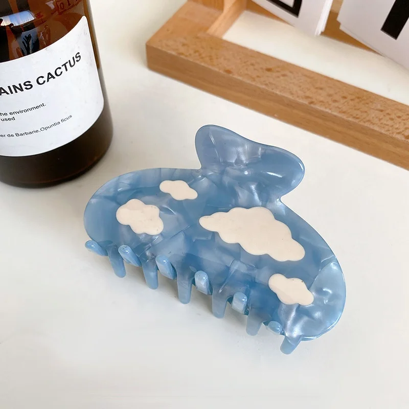 Wholesale new color matching hair claw clip cloud acetate blue hair claw lightning hair claw for girls