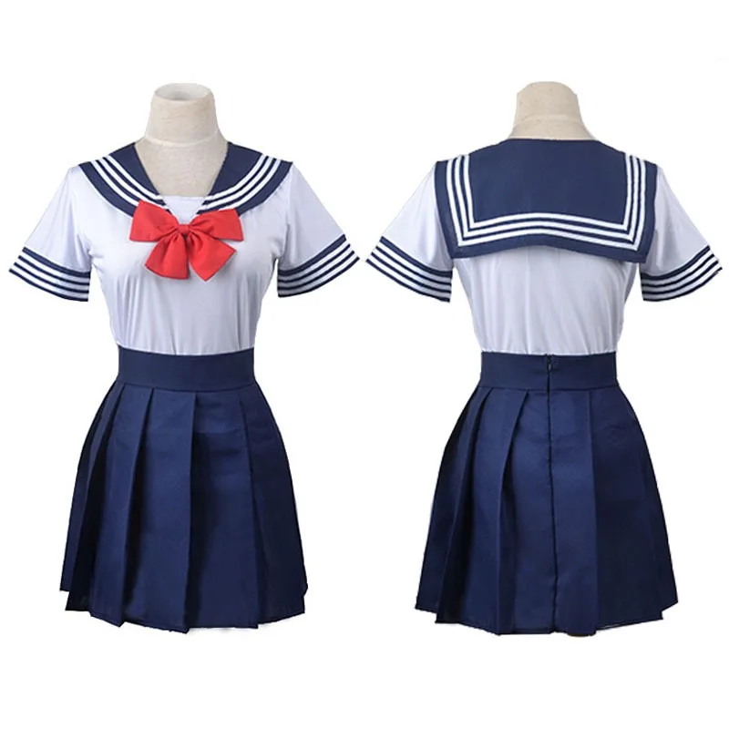 Women School Student Uniform Pleated Skirt Shirt Set Female JK Sailor Suit Sailor Moon Cosplay Japanese Anime Halloween Costumes