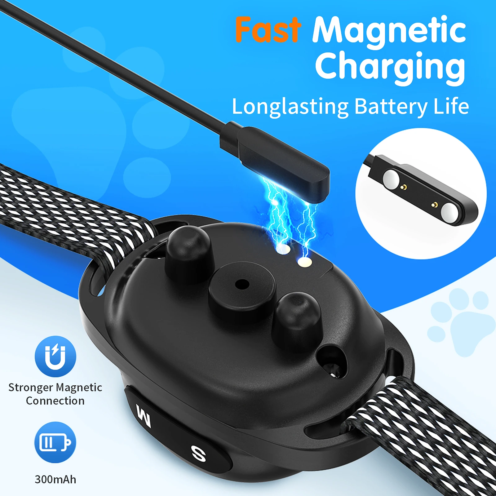 New Design Magnetic Rechargeable Dog Stop Barking Collar No Shock Waterproof Anti Bark Training Collar With LED Screen