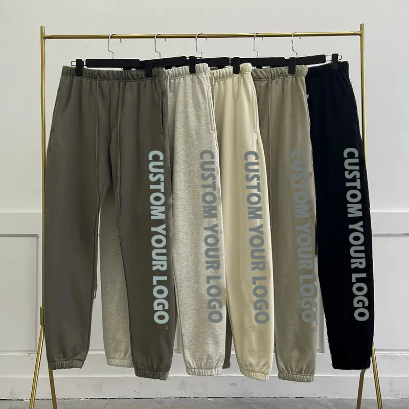 BYLL-K8 Custom  ESSENTIALS Style Flocked Letter Print Casual Pants High Street Hip-hop Loose Men and Women Cotton Sweatpants