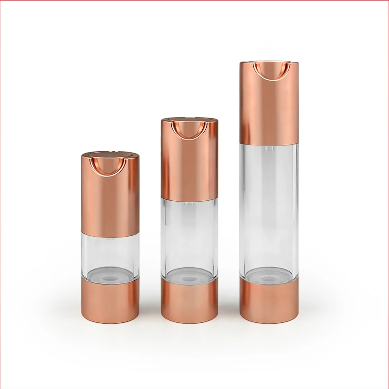 10ml 15ml 20ml 30ml Luxury Silver Gold Aluminum Cosmetic Spray Airless Dispenser Pump Frosted Plastic Bottle