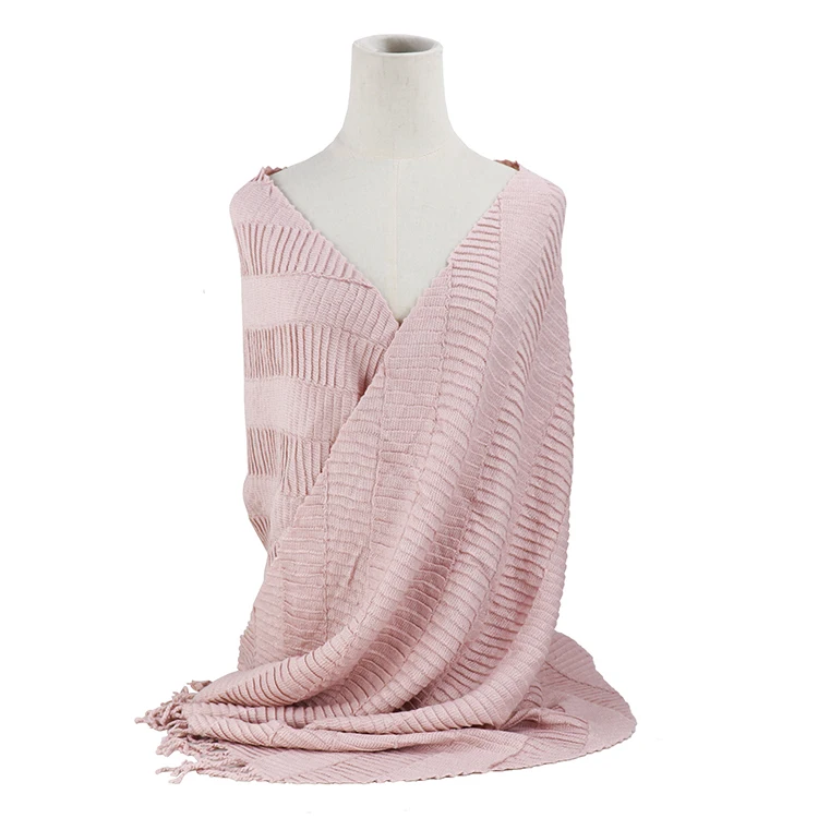
Fashion pleated winter scarf women autumn crinkle acrylic knit hijab solid warm pashmina ladies winter cashmere blanket scarves 