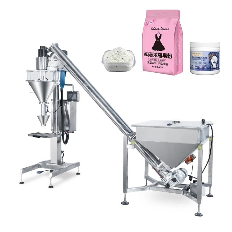 Latest Semi Automatic Auger Metering Machine Spice Soy Flour Coffee Powder Filler Packing Machine Washing Powder Filling Machine