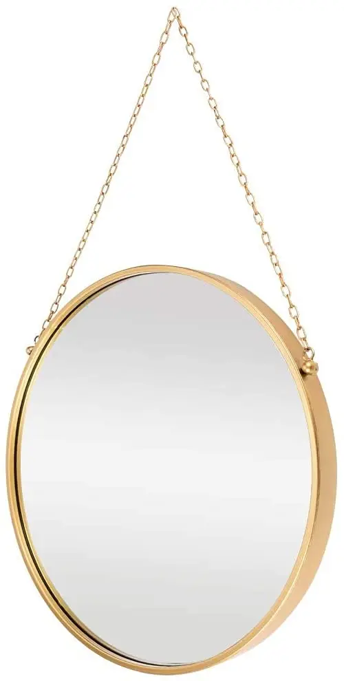 17.7 inch Gold Brass Round Decorative Wall Mounted Metal Mirror