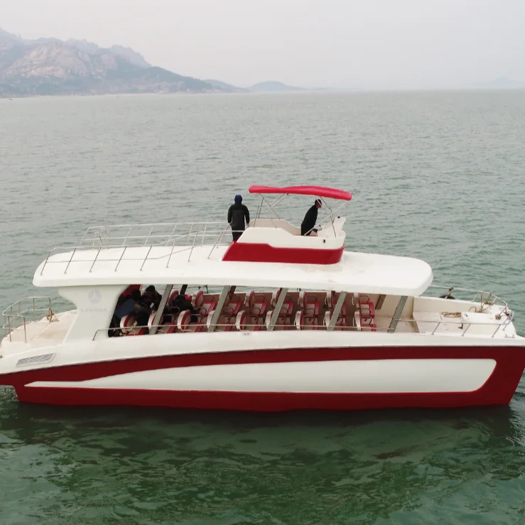 
49 feet fiberglass Catamaran 60 passenger boat for tourism company used at lake Ocean and Sea 