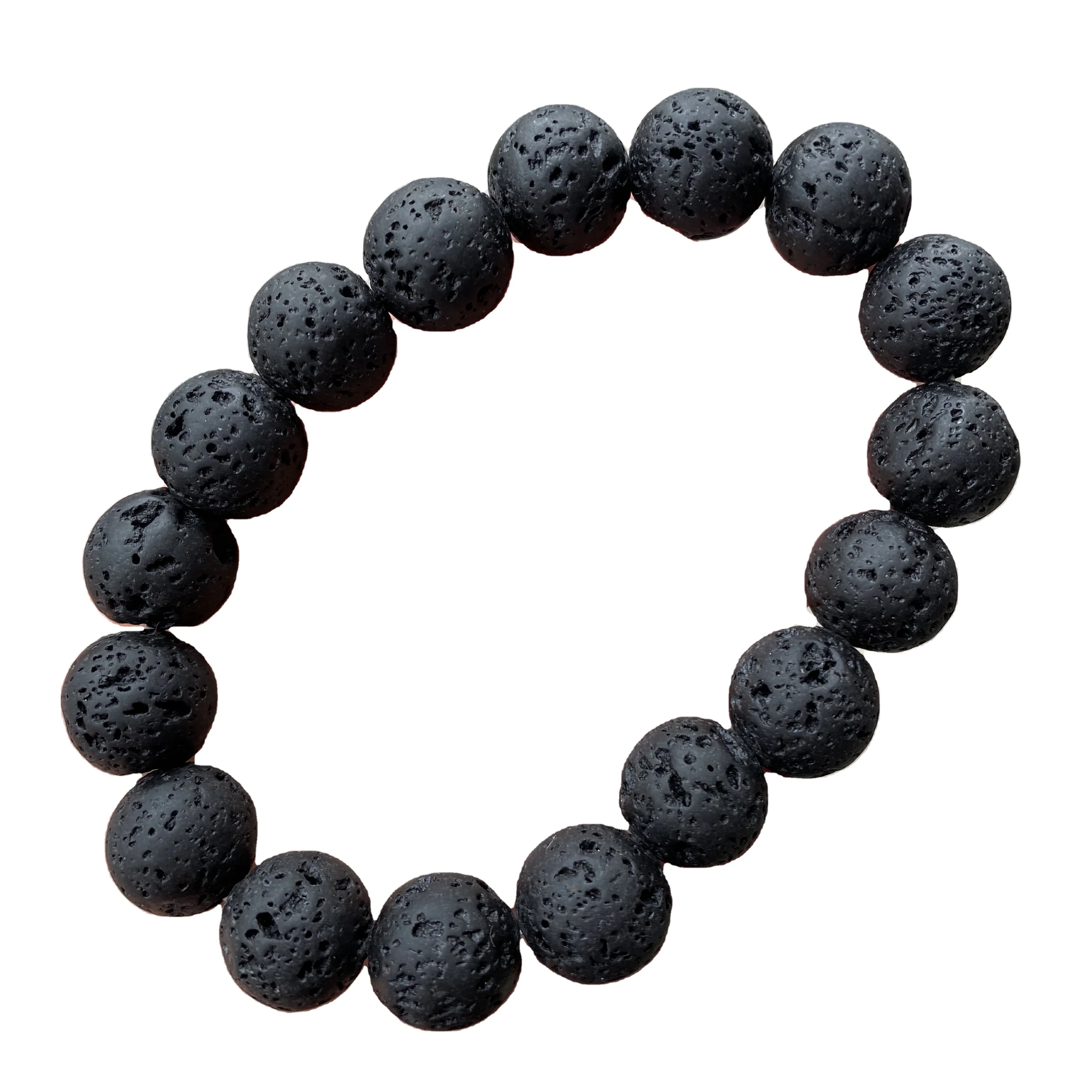 Wholesale Handmade Classic Natural Stone Elastic Bracelet 6/8/10/12mm Round Black Lava Bracelet for Essential Oil Diffuser