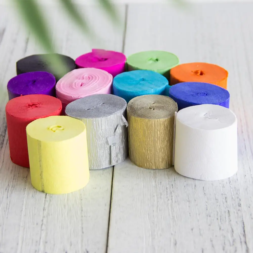 Бумажная оберточная бумага Aliexpress для подарочной упаковки, цветная крепированная бумажная лента для украшения фона на день рождения