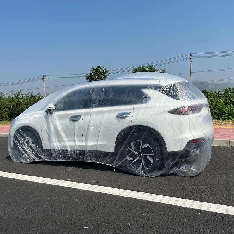 low price dustproof transparent disposable plastic pe car covers for retail