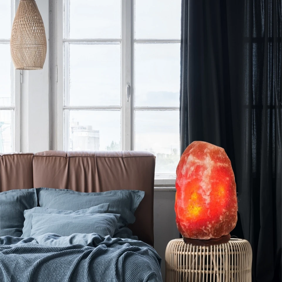 Wholesale USB Dimmer Switch Himalayan Salt Lamp with Handcrafted Wooden Base For Home Decoration Christmas Occasions
