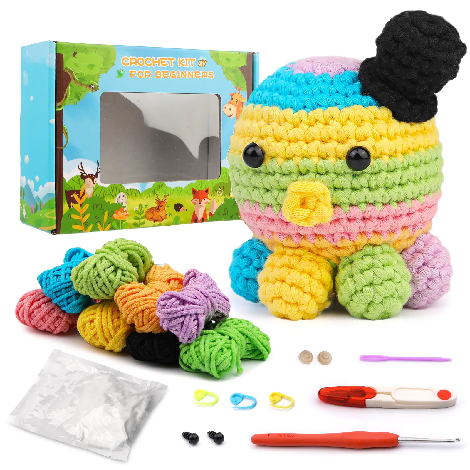 Colorful Octopus Crochet Animal Kit Beginners Diy Adult Crochet Kit