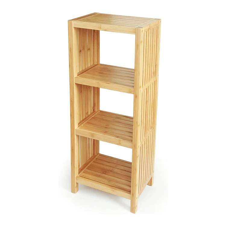 Free Standing Bamboo Storage Shelf for Bathroom Organizing Wooden 4-Tier Toiletries Rack
