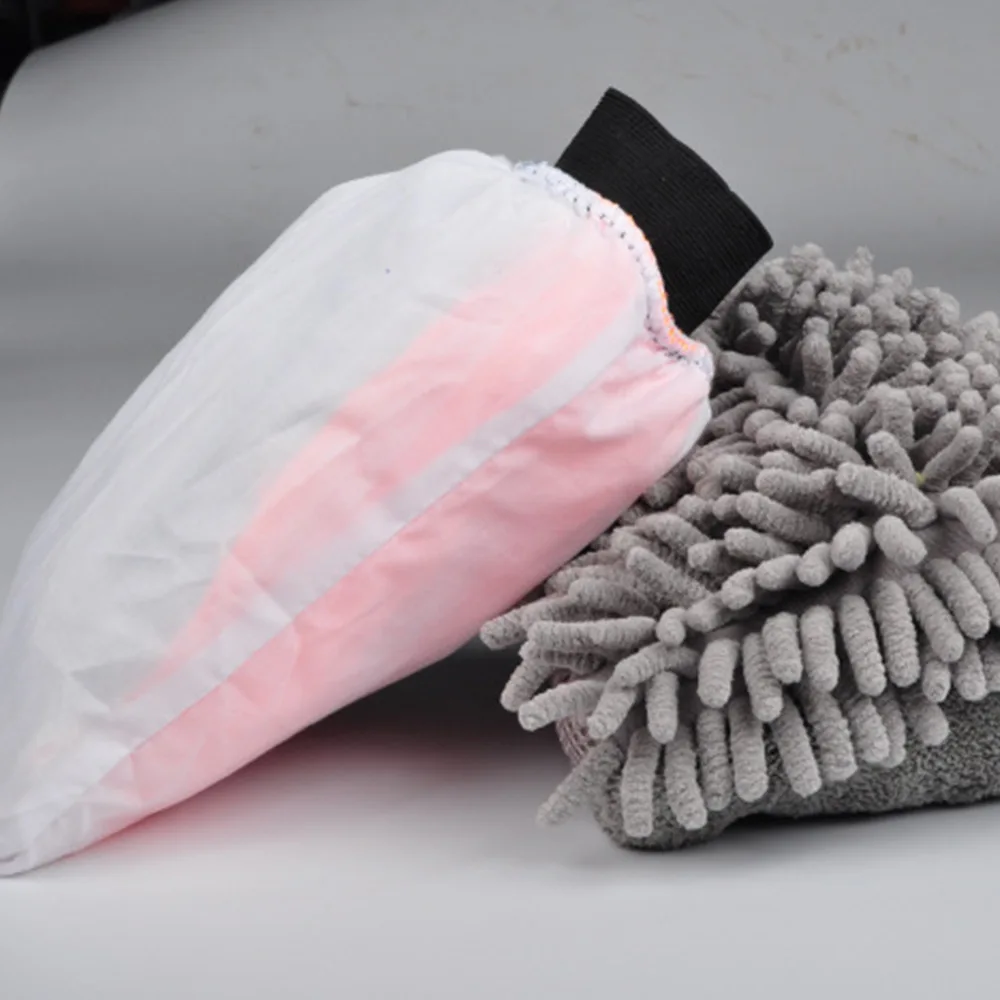 Wholesale waterproof car wash mitt glove double-sided chenille Coral velvet car wash glove microfiber