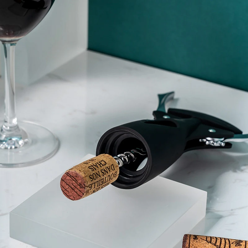 High Quality Zinc Alloy Black Wine Bottle Opener Champagne Bottle Openers Bar Durable Corkscrew