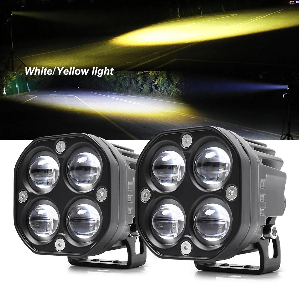 Led driving light Motorcycle  3inch Mini 60W Spot fog Pod work Light Dual Color Offroad 4X4 car led Auxiliary light
