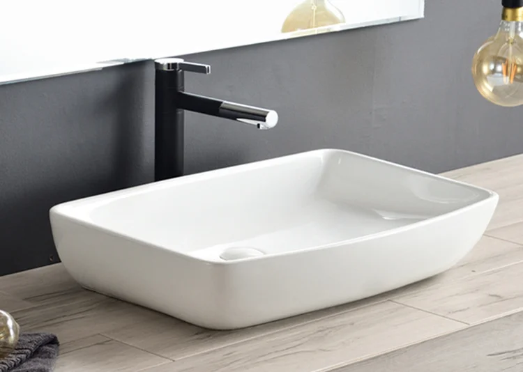 Made in china hotel rectangular ceramic table top basin bathroom sink