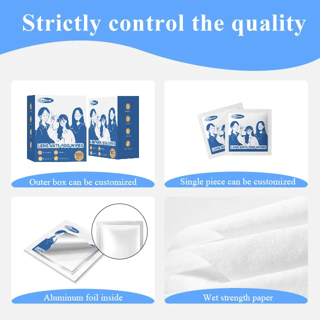 Customizes Lens Anti-fog Wipes Pre-moistened Individual Package Glasses Anti-fog Wipes Used in Winter for Glasses Lenses Camera