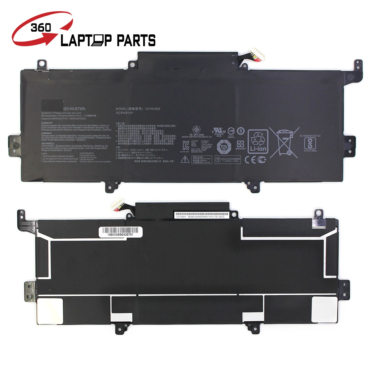 New Laptop Spare Part For asus UX330 UX330UA 0B200-02090000 laptop battery C31N1602 ion original notebook battery 11.55V 57WH