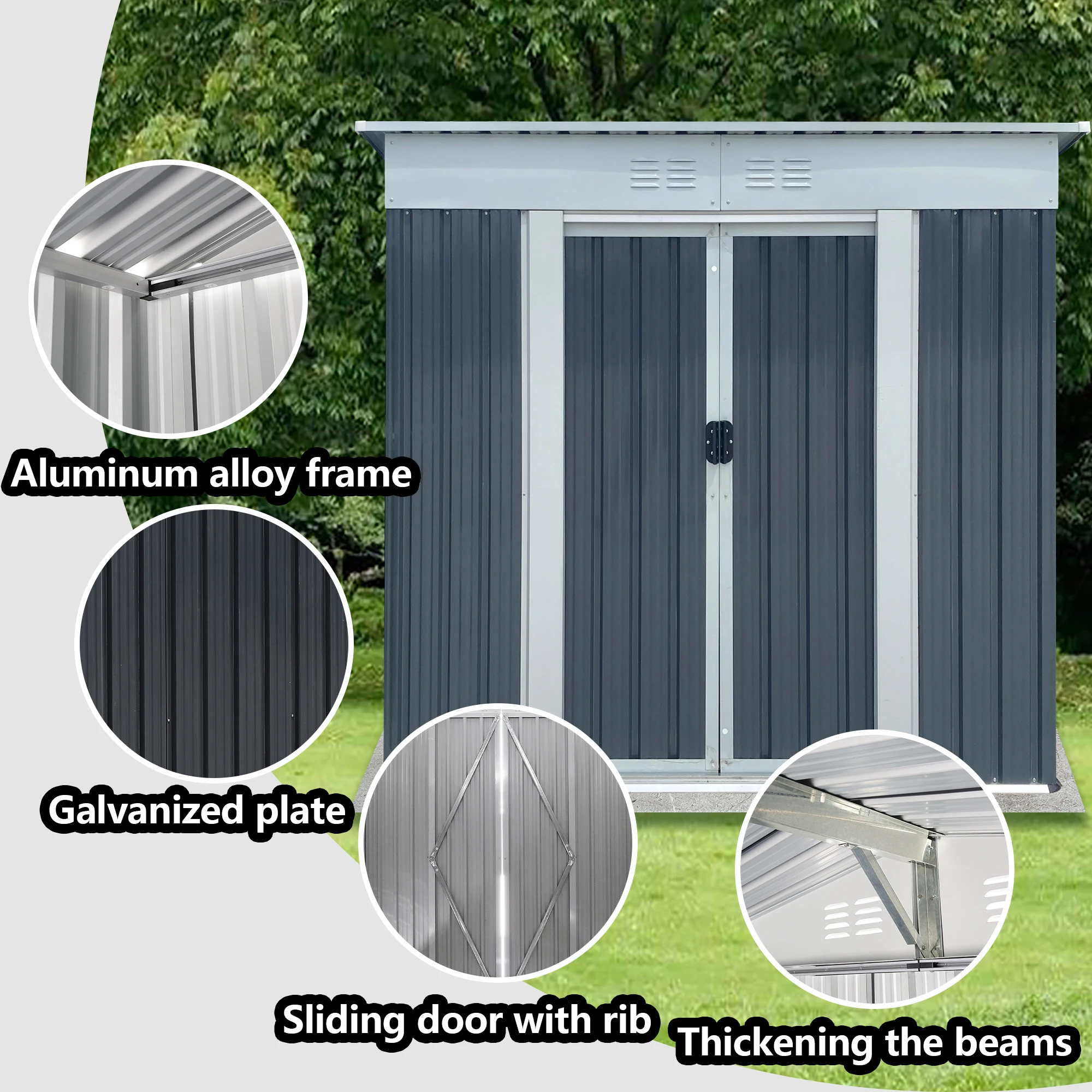 HUIDING  Simple Garden Tools Shed for  Sale Wholesale Metal Shed Storage Tin house with foundation