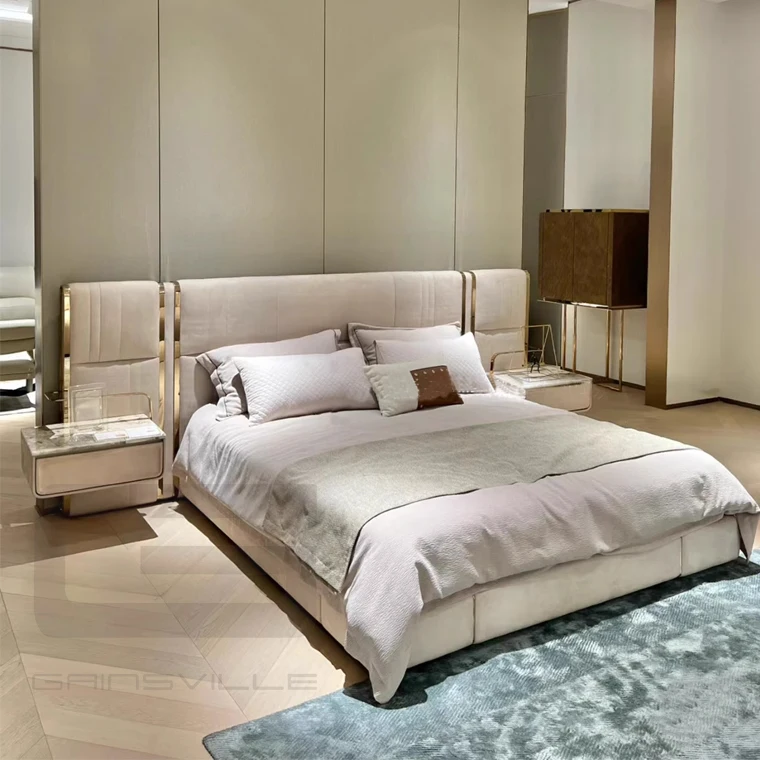 Factory Direct Supply Premium Leather King Bedroom Modern Luxury Bedroom Bed Sets Furniture