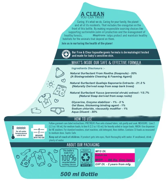 custom laundry detergent bottle label sticker Packaging logo Label Washing Liquid Label