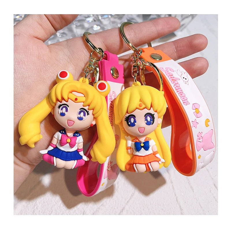 7 Color High Quality Anime Sailor Mercury Hino Rei Sailor Mars PVC Mini Figure Keychain