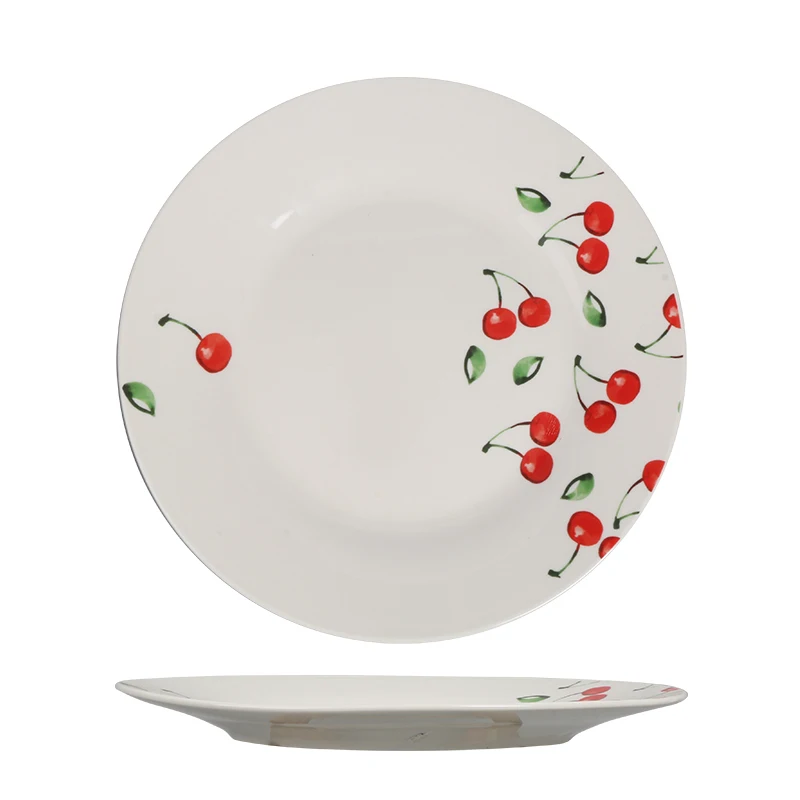 Hot Sale Wholesale 8 Inch Round Ceramic Flat Dinner Customized Decal Plate Dishes&plates Porcelain Plates