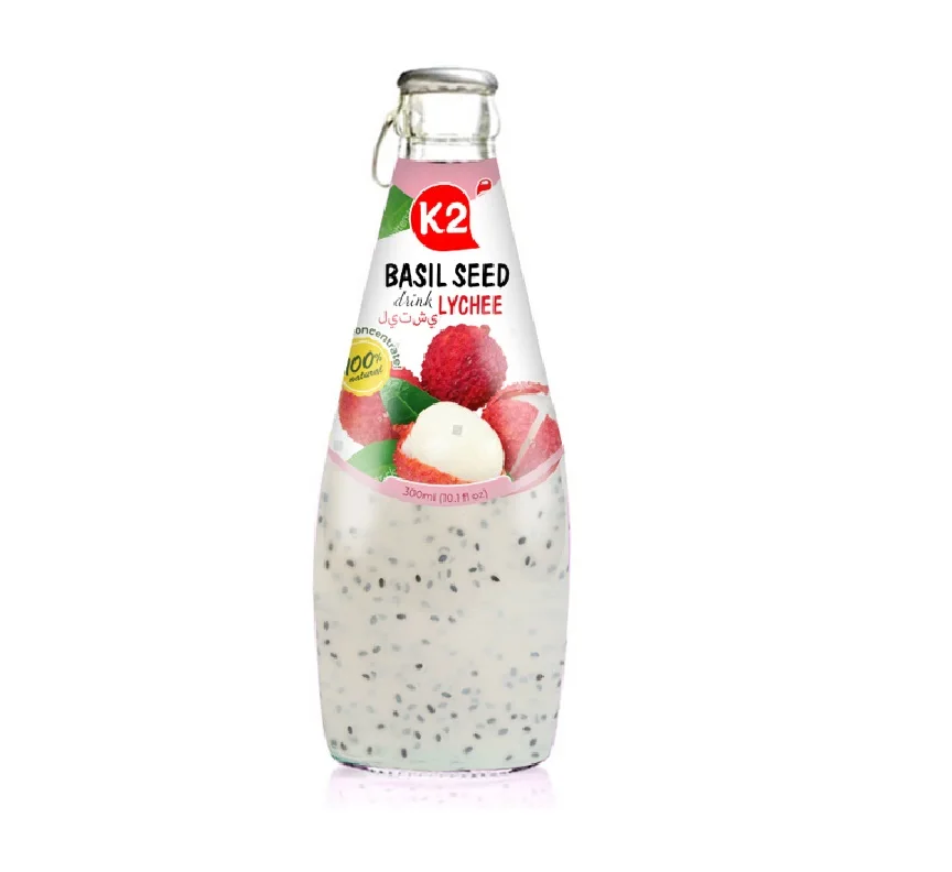 300ml Basil Seed Lychee Juice Drink Good Price For Export Fresh Beverage Hot Brand Manufacturer Best Selling Chia Drink