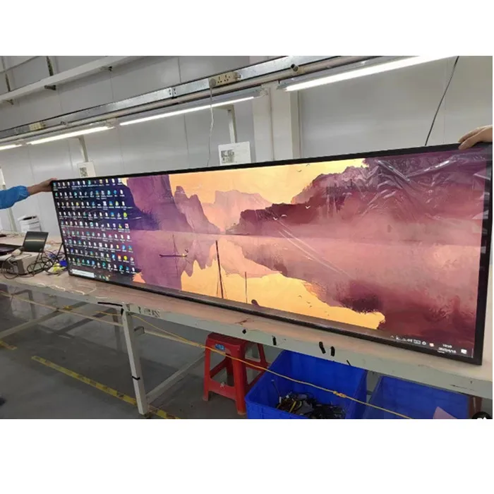 43.9' 49.5'58.4' Factory Price Shopping Mall Shelf Advertising Portable Media Player Stretched Narrow Bar LCD Digital Signage