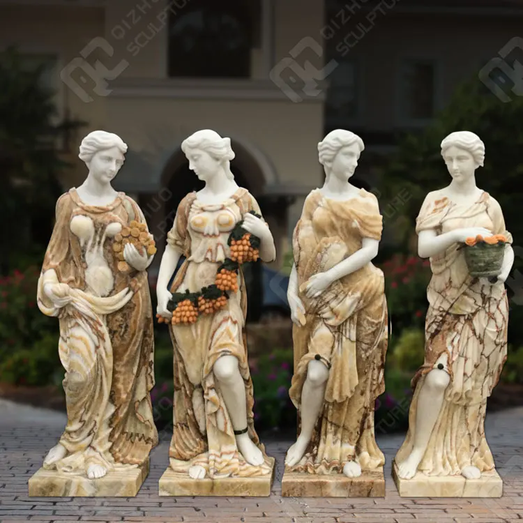 Garden Outdoor Decoration Hand Carved Life Size Stone Four Season Sculpture Marble 4 Seasons Statues